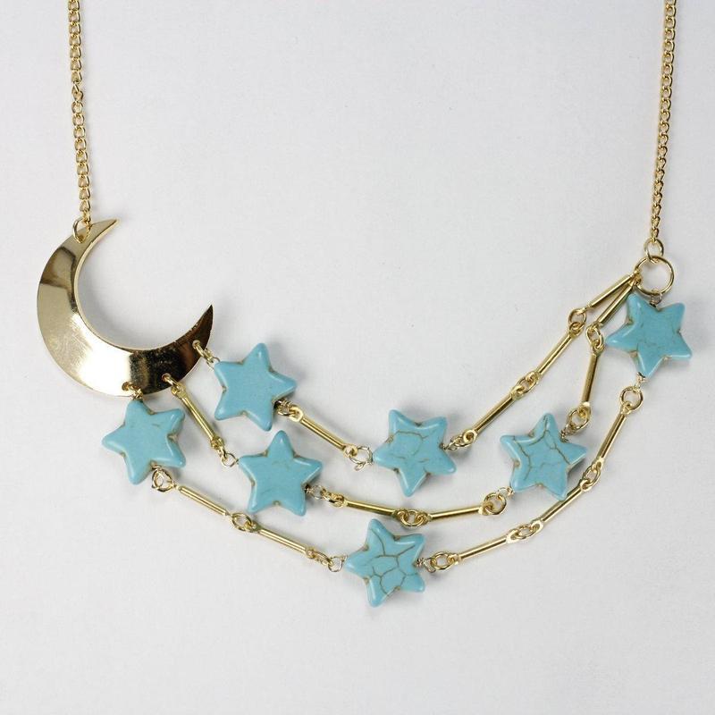 Etymology Jewelry - Turquoise Star Brass Necklace-Nature's Treasures