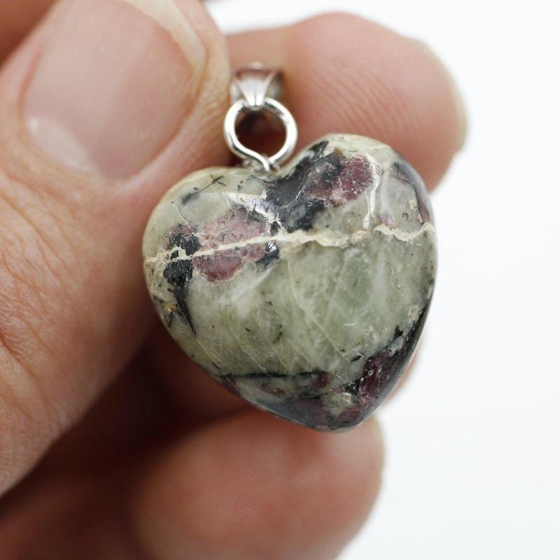 Eudialyte Heart Pendant, Emotional Healing, Russia || .925 Sterling Silver-Nature's Treasures