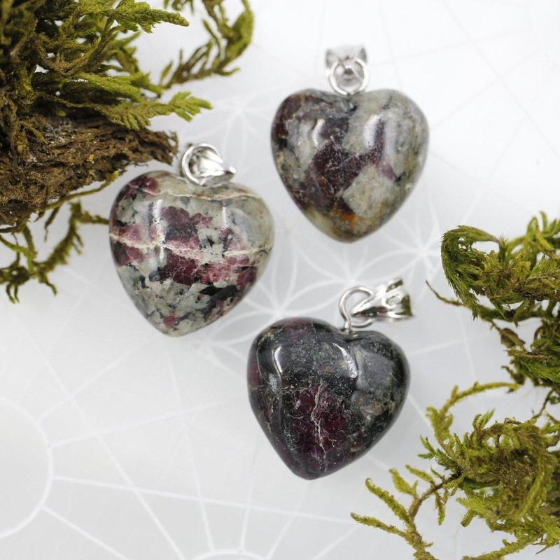 Eudialyte Heart Pendant, Emotional Healing, Russia || .925 Sterling Silver-Nature's Treasures