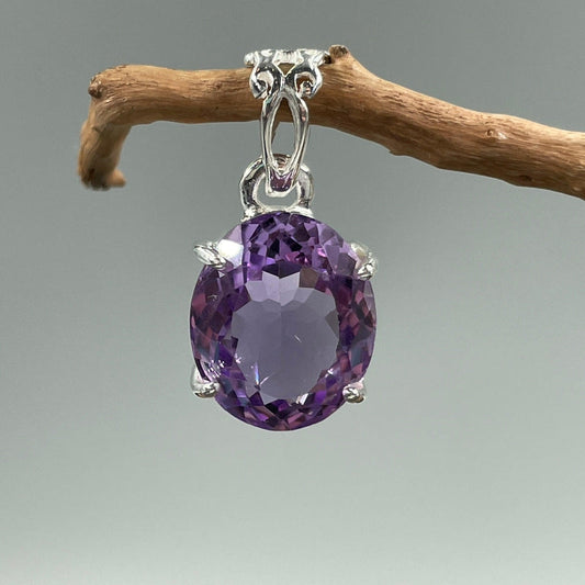 Faceted Amethyst Rose de France Pendant Brazil || .925 Sterling Silver-Nature's Treasures