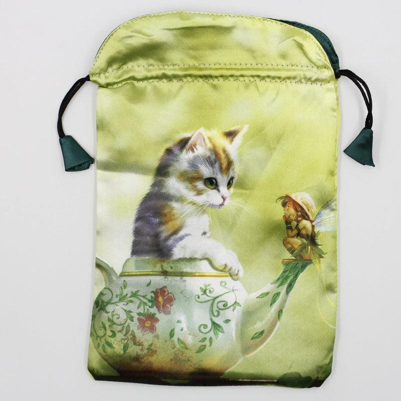 "Fantasy Cat Tarot Bag" Dupion Silk Drawstring Accessory Bag-Nature's Treasures