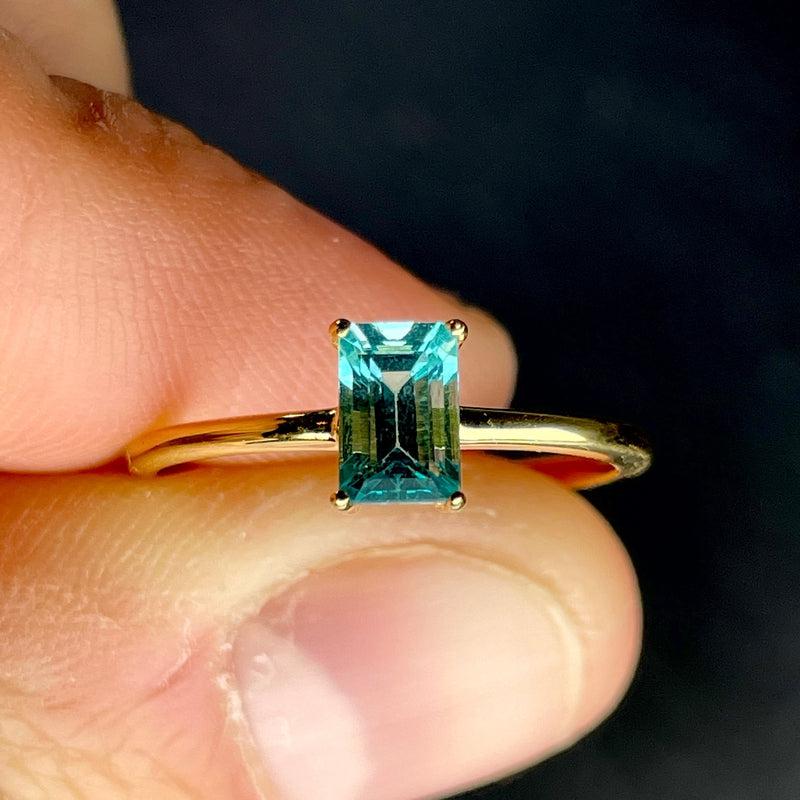Fiji Ocean Blue Apatite Ring ||14K Vermeil Yellow Gold || Brazil-Nature's Treasures