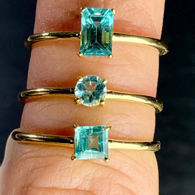 Fiji Ocean Blue Apatite Ring ||14K Vermeil Yellow Gold || Brazil-Nature's Treasures