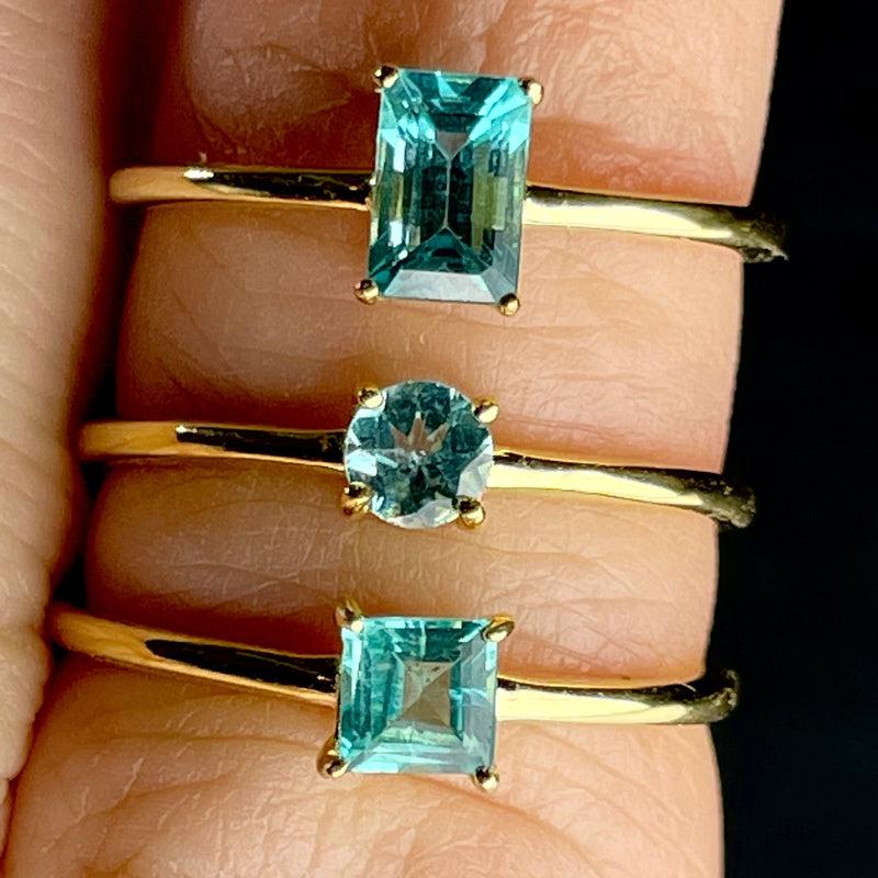 Fiji Ocean Blue Apatite Ring ||14K Vermeil Yellow Gold || Brazil-Nature's Treasures