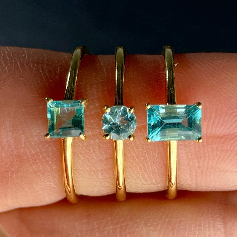 Fiji Ocean Blue Apatite Ring ||14K Vermeil Yellow Gold || Brazil-Nature's Treasures