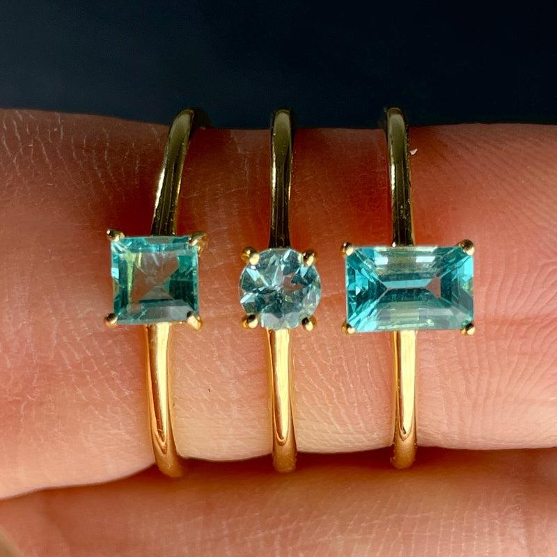 Fiji Ocean Blue Apatite Ring ||14K Vermeil Yellow Gold || Brazil