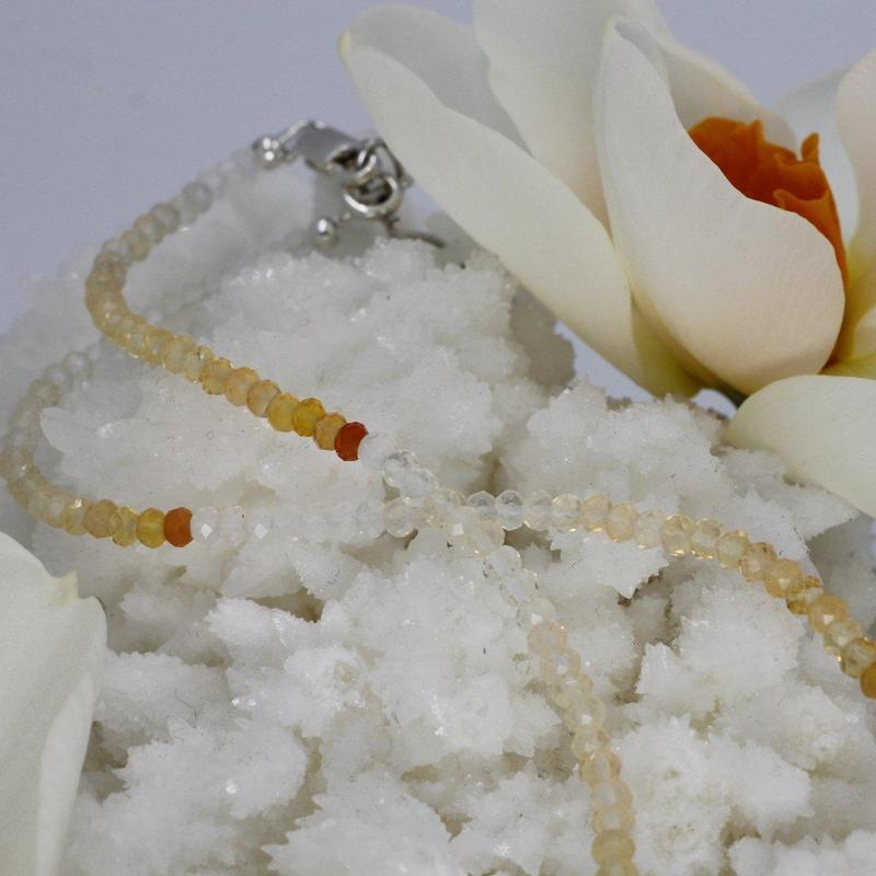 Fire Opal Waterfall Dainty Faceted Necklace || .925 Sterling Silver-Nature's Treasures