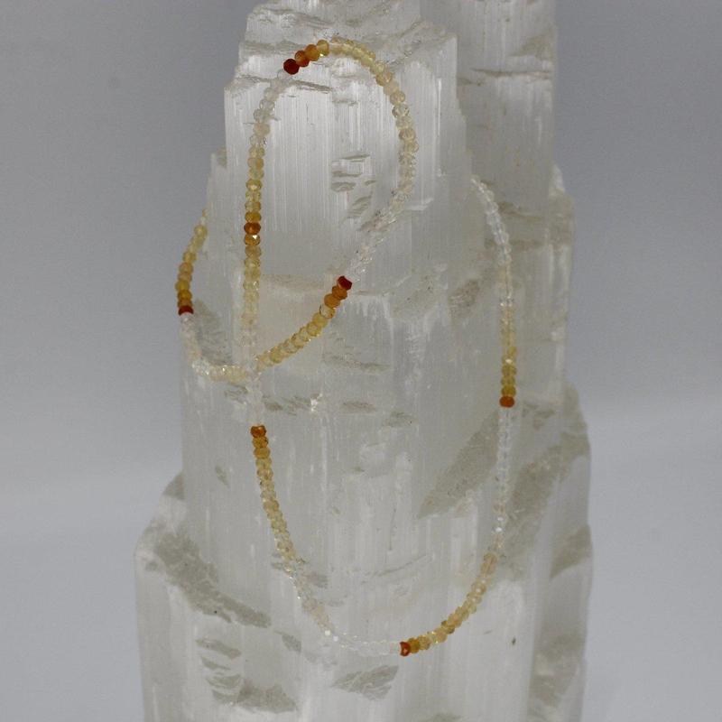 Fire Opal Waterfall Dainty Faceted Necklace || .925 Sterling Silver-Nature's Treasures