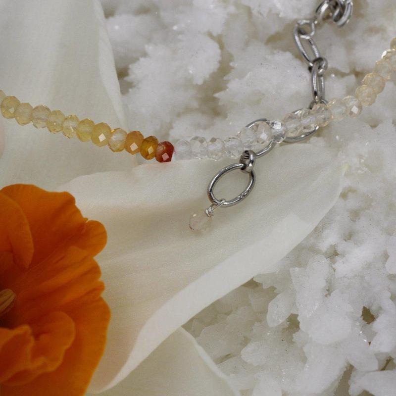 Fire Opal Waterfall Dainty Faceted Necklace || .925 Sterling Silver-Nature's Treasures