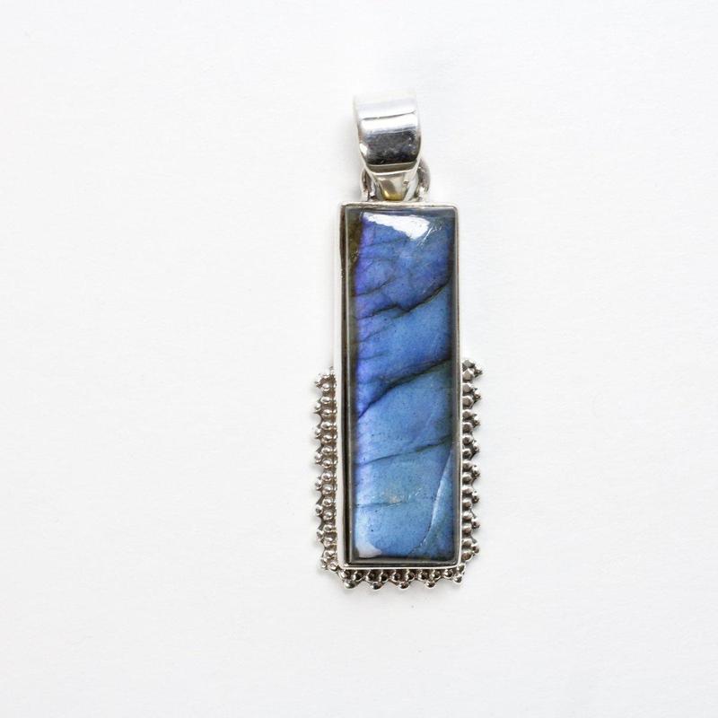 Flashy Labradorite Rectangle Pendant || .925 Sterling Silver-Nature's Treasures