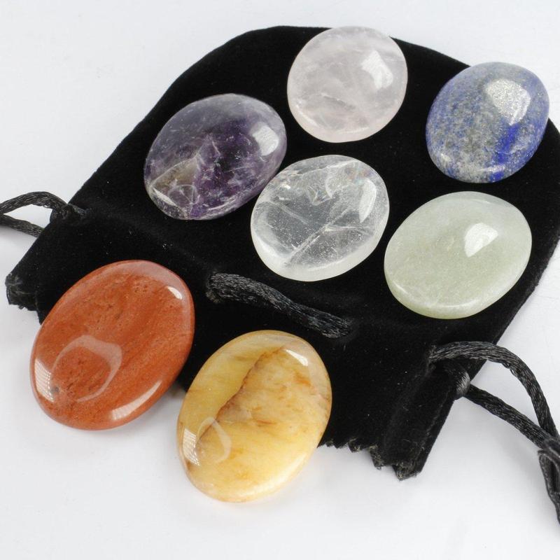Flat Palm Stone Chakra Set-Nature's Treasures