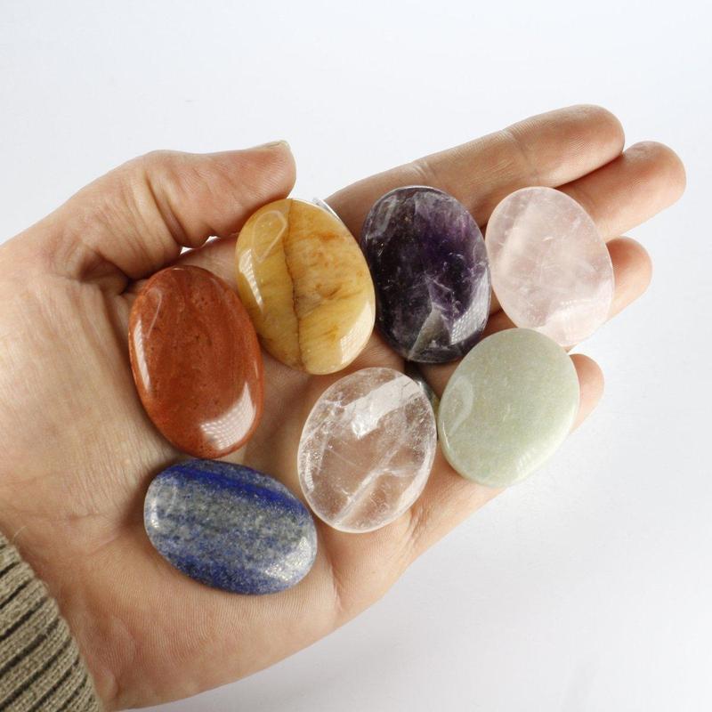 Flat Palm Stone Chakra Set-Nature's Treasures