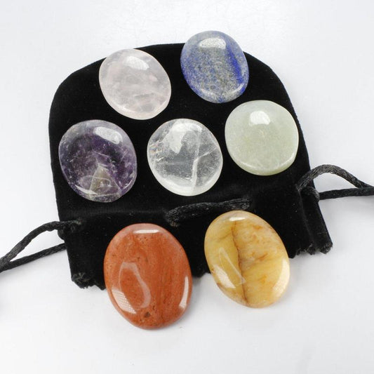 Flat Palm Stone Chakra Set-Nature's Treasures
