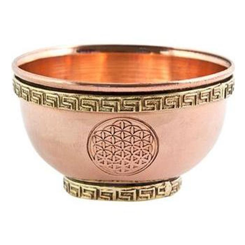 COPPER 'FLOWER OF LIFE' DISH. Ritual Smudge Plate & Offering Bowl. –