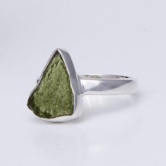 Free Form Moldavite Ring Sterling Silver-Nature's Treasures