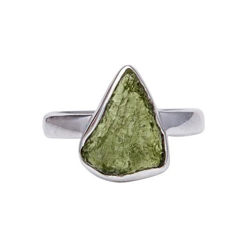 Free Form Moldavite Ring Sterling Silver-Nature's Treasures