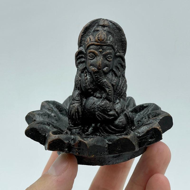 Ganesh Lotus Flower Base Clay Incense Holder-Nature's Treasures