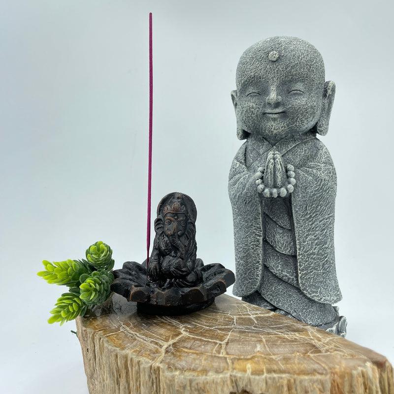 Ganesh Lotus Flower Base Clay Incense Holder-Nature's Treasures