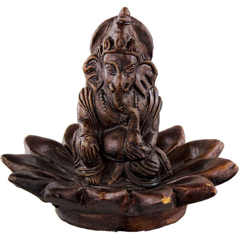 Ganesh Lotus Flower Base Clay Incense Holder-Nature's Treasures