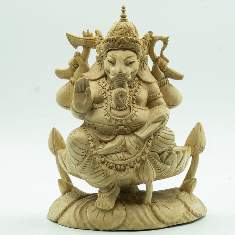 Ganesh Monkey Pod Wooden Statue Hand-Carved || Indonesia-Nature's Treasures