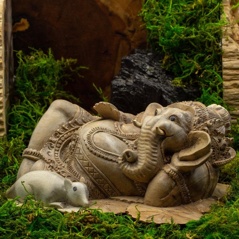 Ganesh Monkey Pod Wooden Statue Hand-Carved || Indonesia-Nature's Treasures