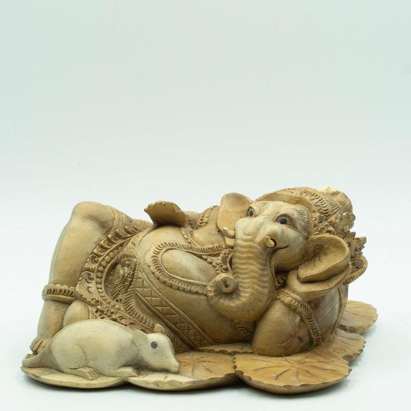 Ganesh Monkey Pod Wooden Statue Hand-Carved || Indonesia-Nature's Treasures