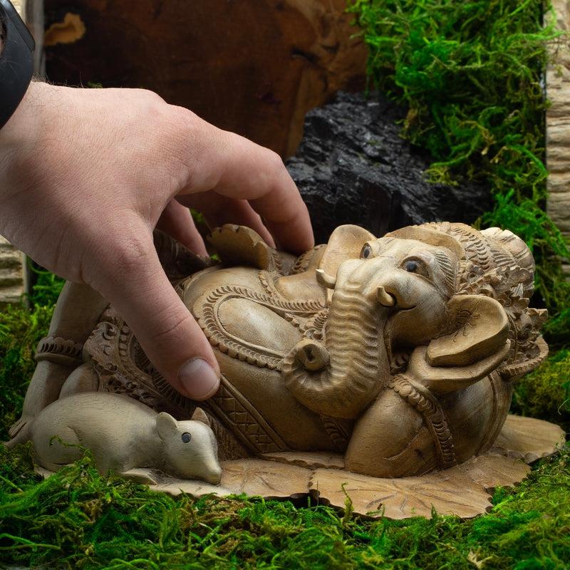 Ganesh Monkey Pod Wooden Statue Hand-Carved || Indonesia-Nature's Treasures