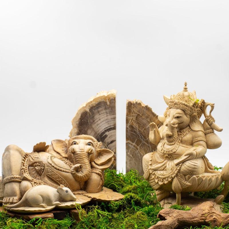 Ganesh Monkey Pod Wooden Statue Hand-Carved || Indonesia-Nature's Treasures