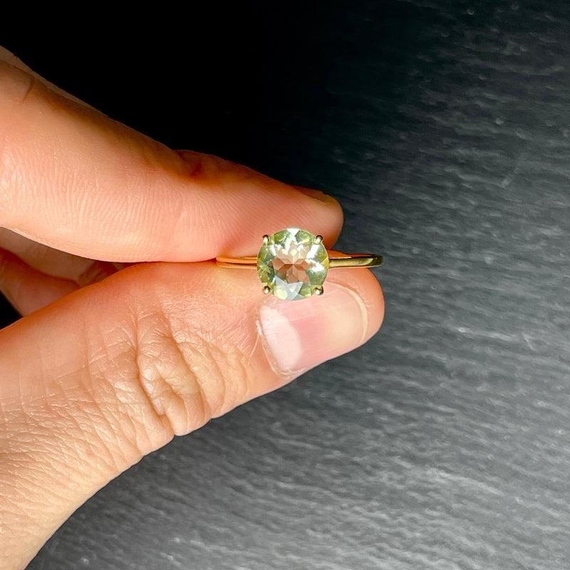 Glossy Green Peridot Ring || 14k Vermeil Yellow Gold || Pakistan-Nature's Treasures