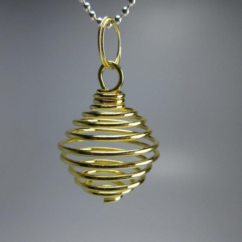 Gold Spiral Crystal Cage Pendant-Nature's Treasures