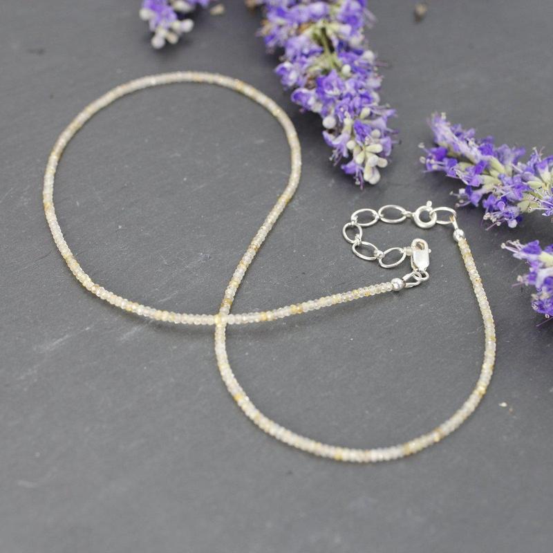 Golden Rutilated Quartz Dainty Faceted Necklace || .925 Sterling Silver-Nature's Treasures