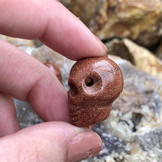 Goldstone Skull Drilled Pendant - Mini-Nature's Treasures