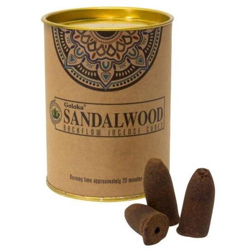 Goloka Sandalwood Backflow Incense Cones-Nature's Treasures
