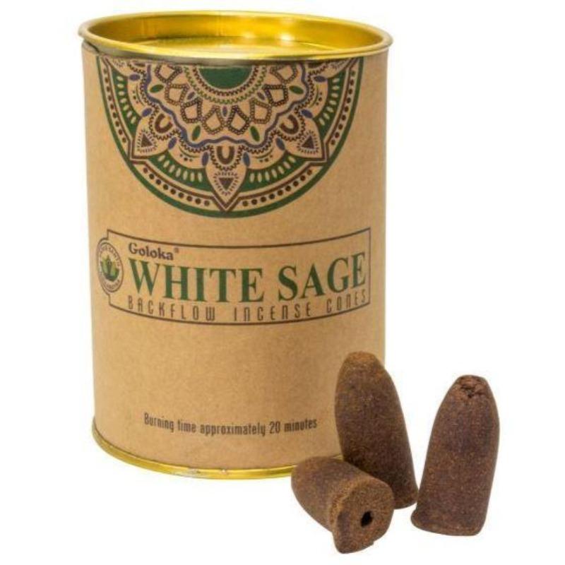 Goloka White Sage Backflow Incense Cones-Nature's Treasures