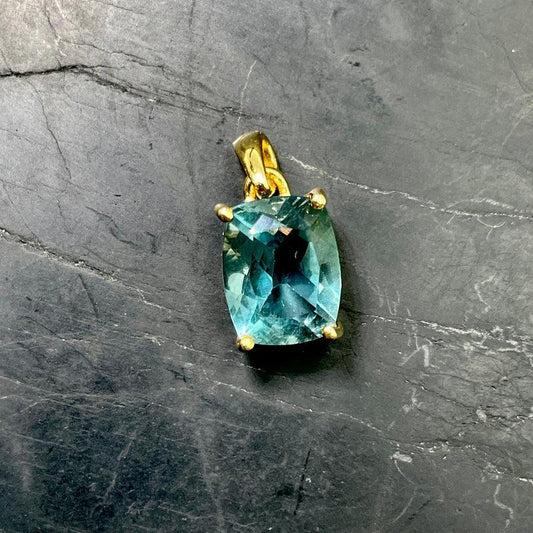 Green Fluorite Faceted Dainty Pendant | 14k Vermeil Gold | South Africa-Nature's Treasures