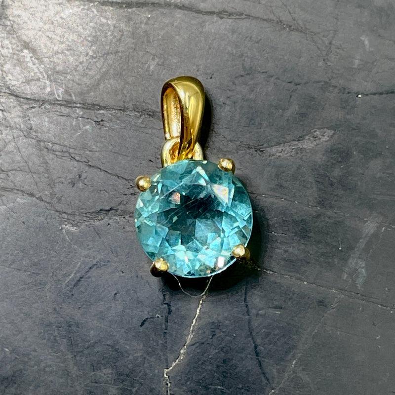 Green Fluorite Faceted Dainty Pendant | 14k Vermeil Gold | South Africa