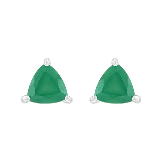 Green Onyx Faceted Triangle Stud Earrings || .925 Sterling Silver-Nature's Treasures