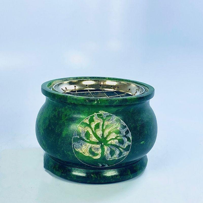 Green Tree of Life Natural Stone Charcoal Incense Burner-Nature's Treasures
