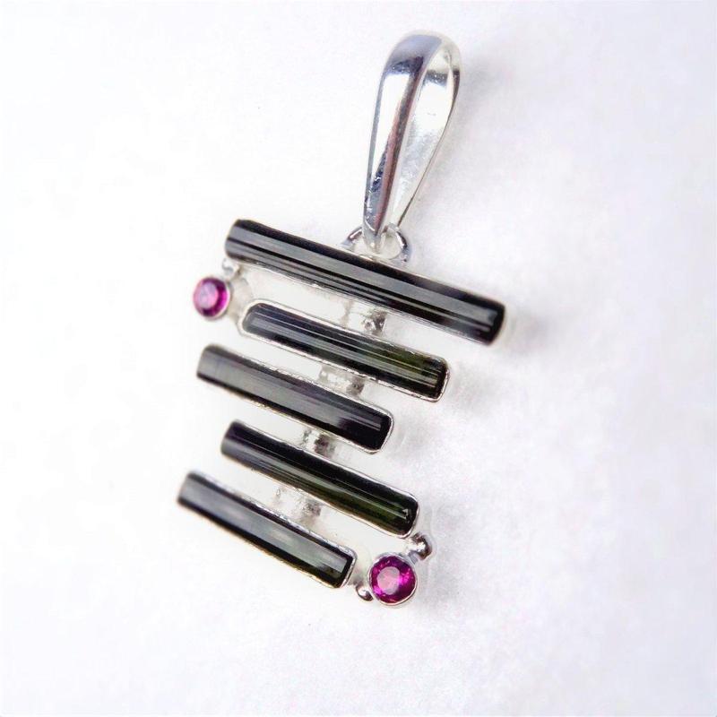 Green and Pink Tourmaline Off the Beaten Path Pendant || .925 Sterling Silver-Nature's Treasures