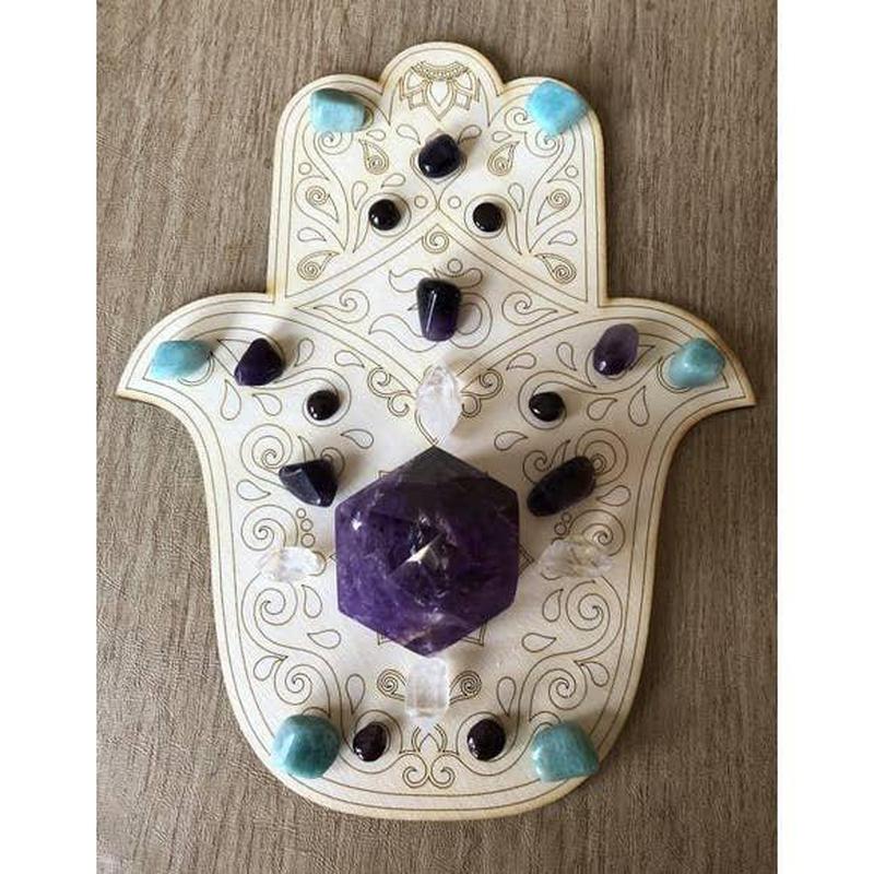Hamsa Hand Crystal Grid-Nature's Treasures