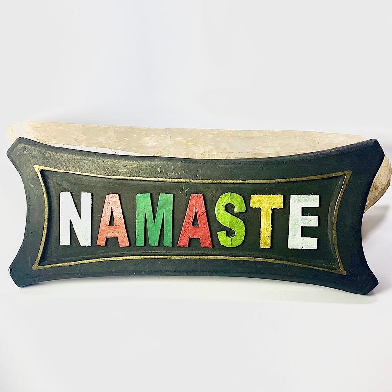 Hand Carved Namaste Wooden Plaque