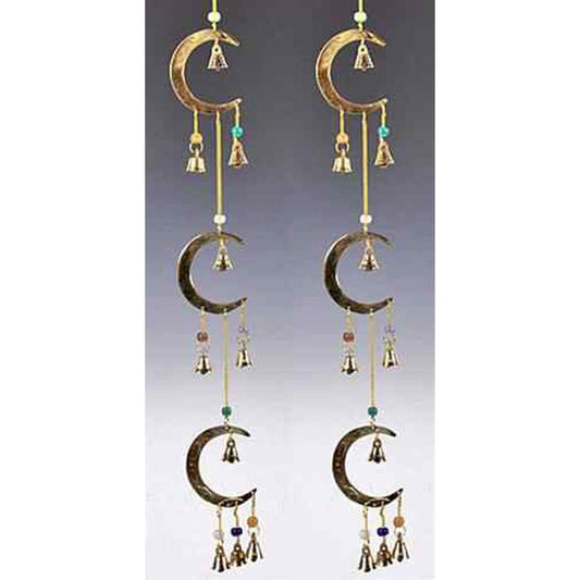 Hanging 3 Moon Wind Chime with Colorful Beads || 25 in. || Made in India-Nature's Treasures