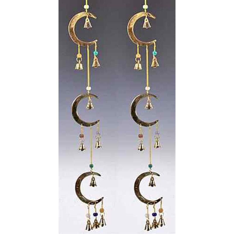 Hanging 3 Moon Wind Chime with Colorful Beads || 25 in. || Made in India