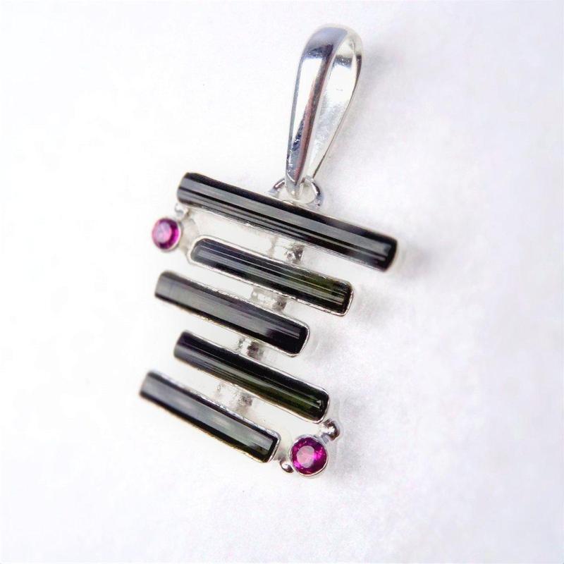 Harmonious Green and Pink Tourmaline Pendant || .925 Sterling Silver-Nature's Treasures