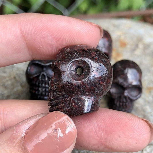 Hematite Jasper Skull Drilled Pendant - Mini-Nature's Treasures