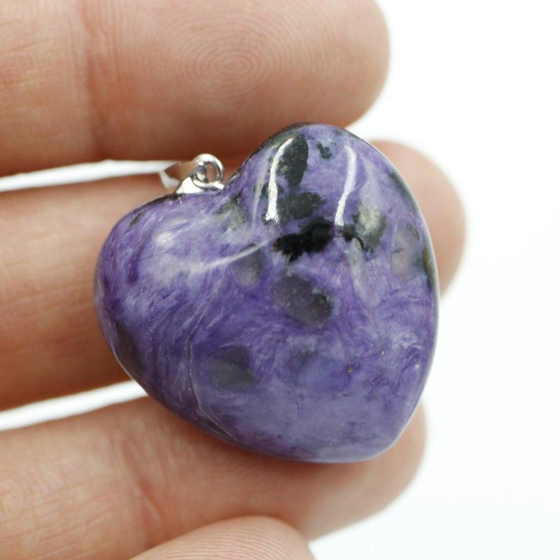 High-Quality Charoite Heart Pendant || .925 Sterling Silver-Nature's Treasures