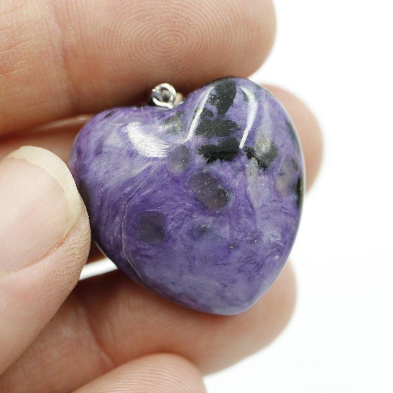 High-Quality Charoite Heart Pendant || .925 Sterling Silver-Nature's Treasures
