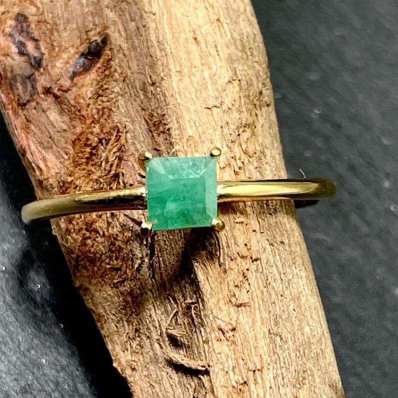 Imperial Natural Emerald Ring || 14K Vermeil Yellow Gold || Colombia-Nature's Treasures