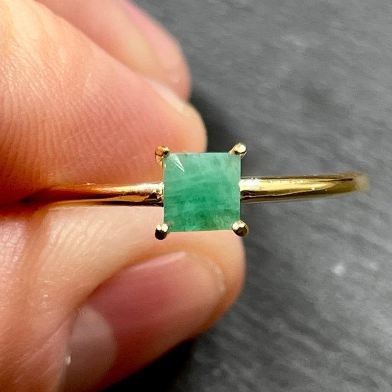 Imperial Natural Emerald Ring || 14K Vermeil Yellow Gold || Colombia-Nature's Treasures