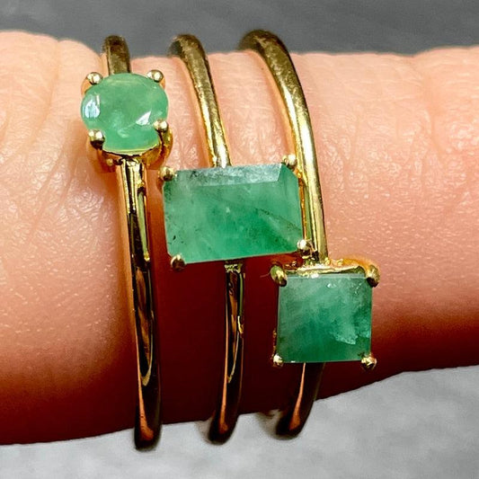 Imperial Natural Emerald Ring || 14K Vermeil Yellow Gold || Colombia-Nature's Treasures